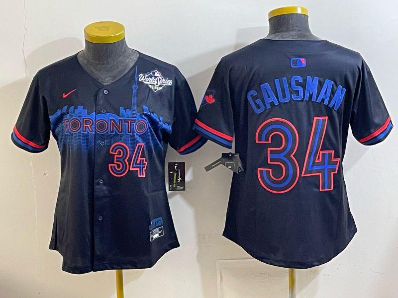 Women 2025 Nike Toronto Blue Jays #34 Gausman Blue Game MLB Jersey 07